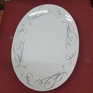 Sango Patrician Floral Abstract Replacement Oval Serving Platter Gray Pink Black